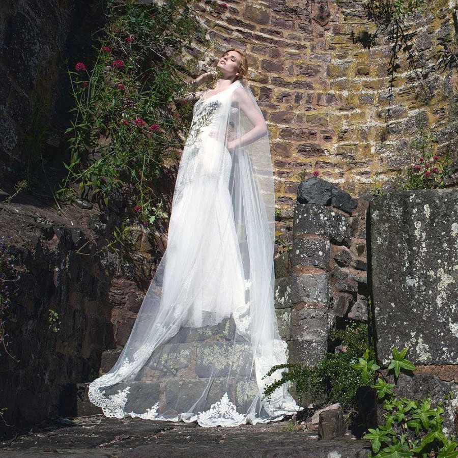 Veils, Cover-Ups And Beltsveils, Cover-Ups And Belts Joyce Jackson | Kensington Tulle Veil With Lace Motifs