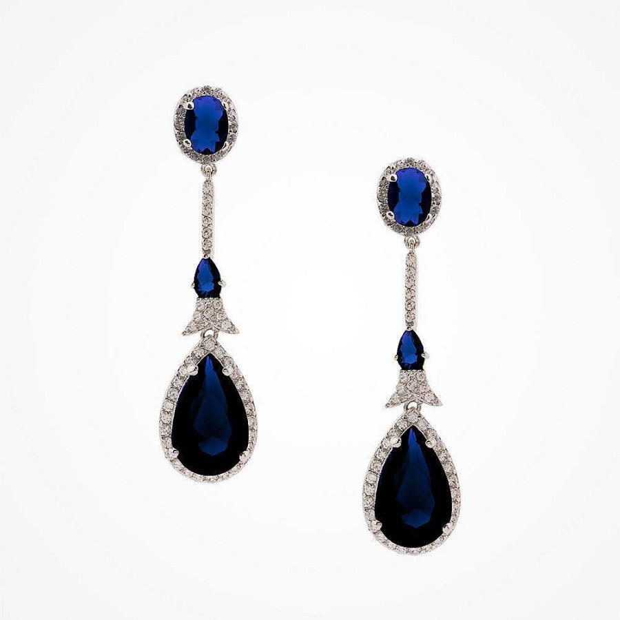 Wedding Jewellerywedding Jewellery Stephanie Browne | Alexandra Bridal Statement Teardrop Earrings (Blue Crystal)