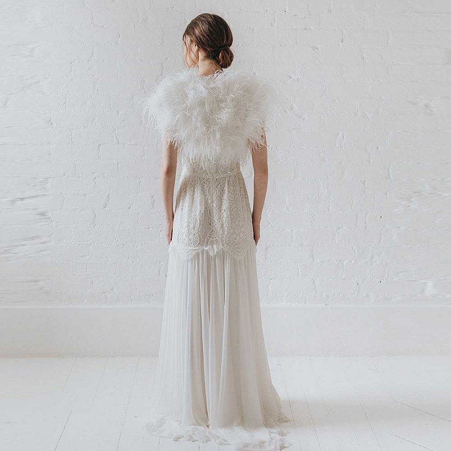 Veils, Cover-Ups And Beltsveils, Cover-Ups And Belts JL at Liberty in Love | Ivory Ostrich Feather Bridal Bolero