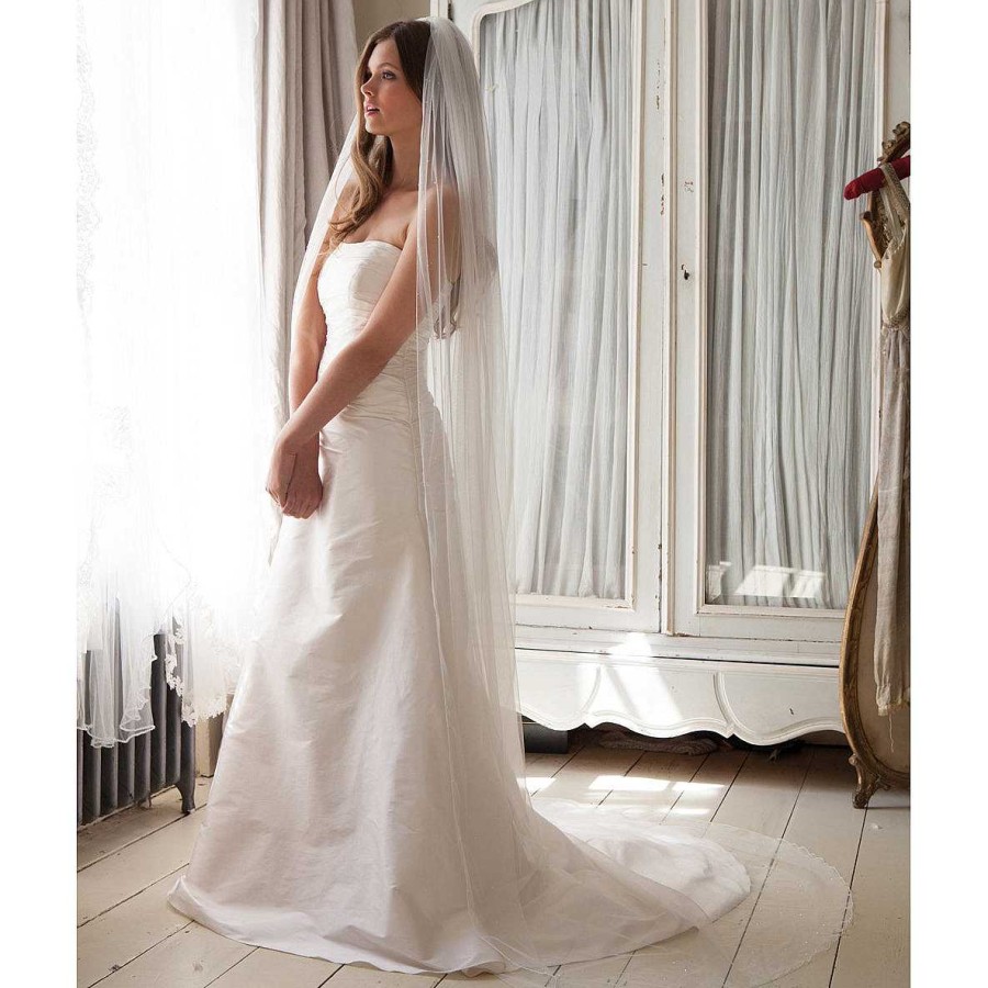 Veils, Cover-Ups And Beltsveils, Cover-Ups And Belts Rainbow Club | Celeste Tulle Veil With Diamante Embellished Train