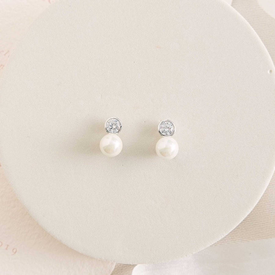 Wedding Jewellerywedding Jewellery Ivory & Co | Portland Solitaire Crystal And Pearl Earrings