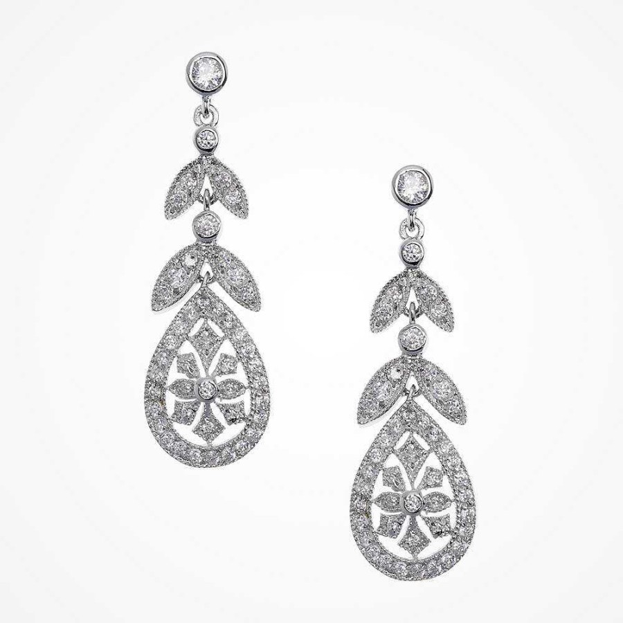 Wedding Jewellerywedding Jewellery Stephanie Browne | Diademe Leafy Crystal Teardrop Earrings