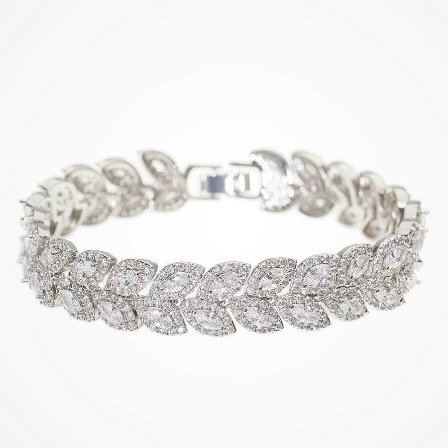 Wedding Jewellerywedding Jewellery Aria | Evangeline Crystal Leaves Bracelet