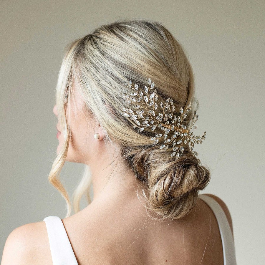 Wedding Hair Accessorieswedding Hair Accessories Ivory & Co | Serenade Crystal Spray Clip (Gold)