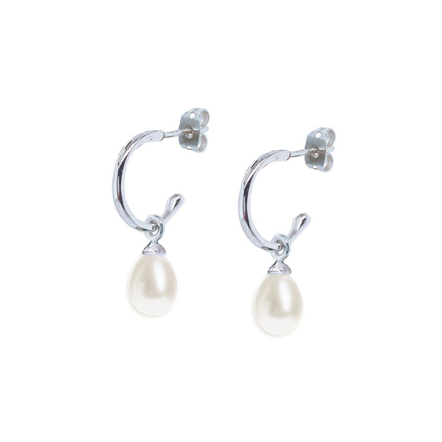 Wedding Jewellerywedding Jewellery Ivory & Co | Harrow Hoop Pearl Drop Earrings (Silver)