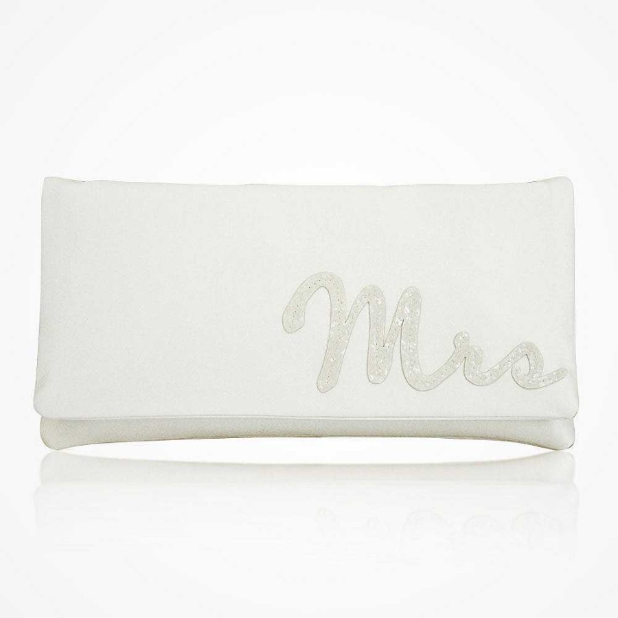 Bags Emma Gordon London | Mrs' Glittered Letters Ivory Satin Clutch (Classic)