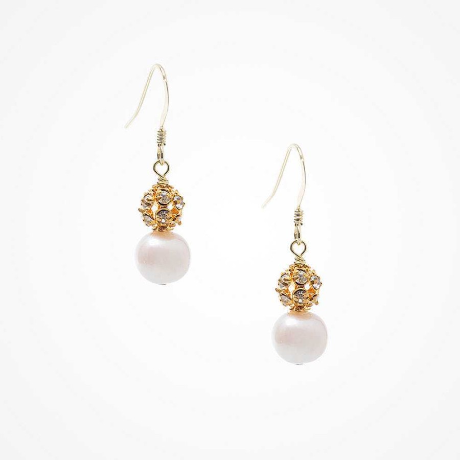 Wedding Jewellerywedding Jewellery Chez Bec | Abigail Diamante And Pearl Drop Earrings (Gold)