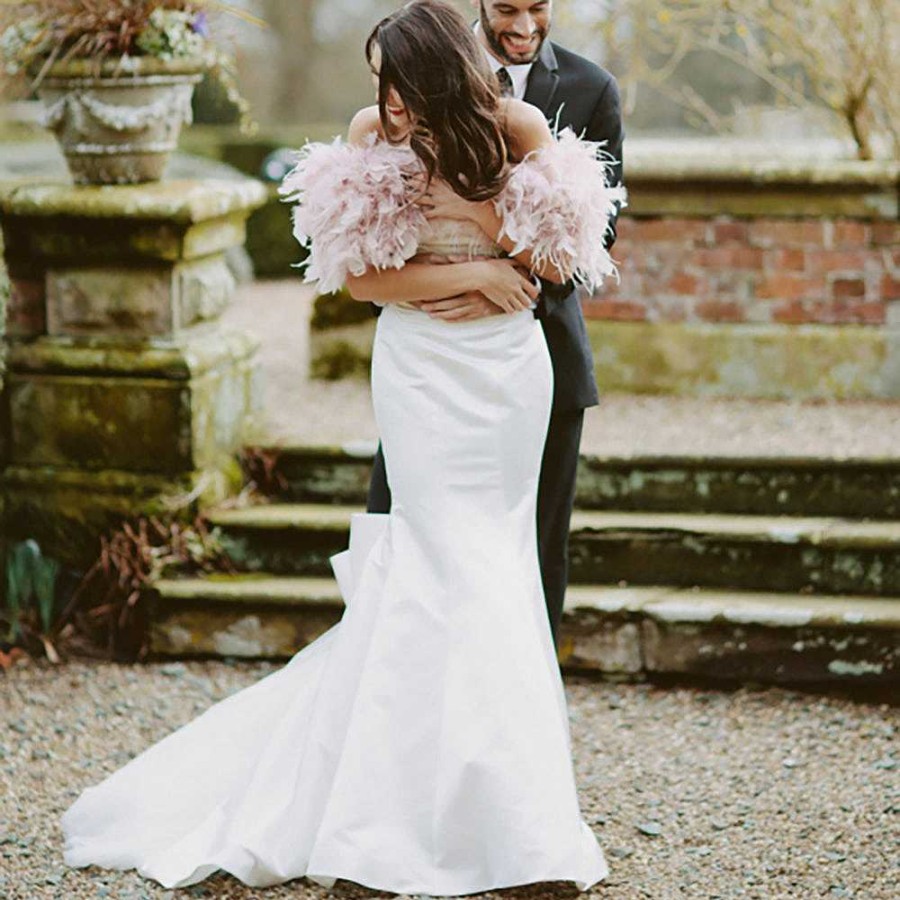 Veils, Cover-Ups And Beltsveils, Cover-Ups And Belts JL at Liberty in Love | Blush Pink Ostrich Feather Bridal Stole