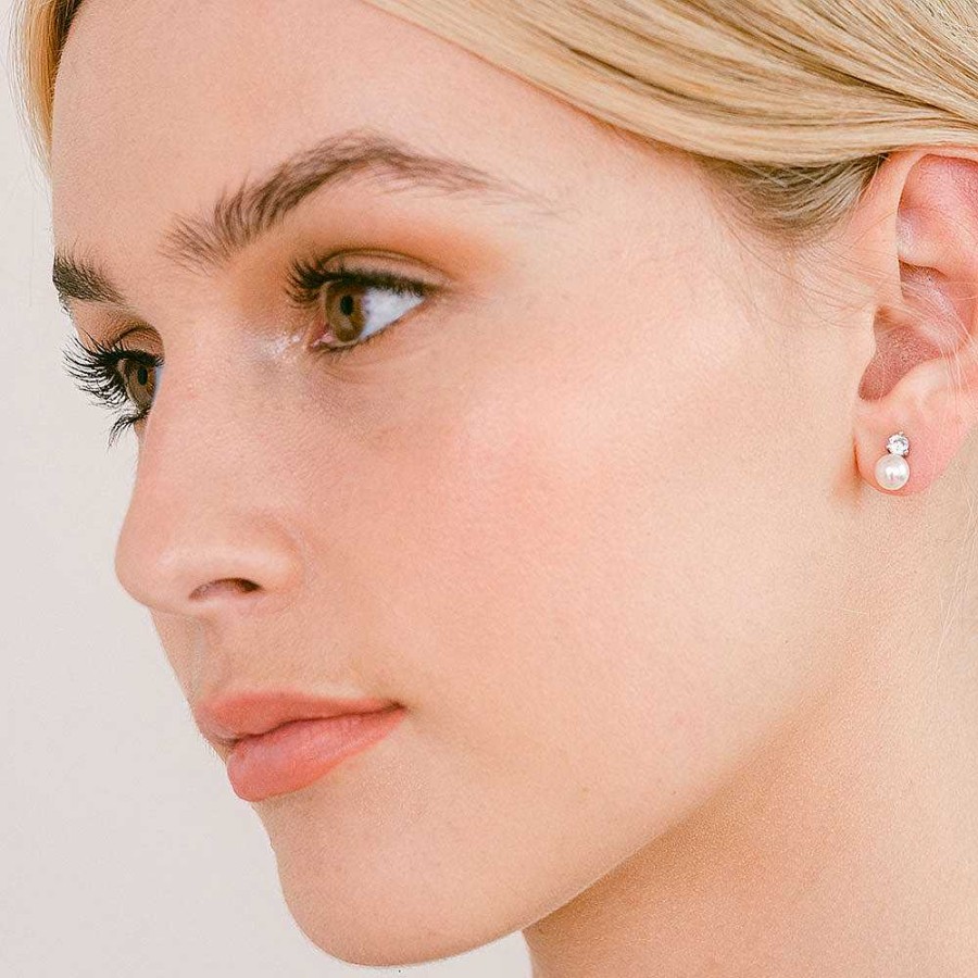 Wedding Jewellerywedding Jewellery Aria | Grace Crystal And Pearl Earrings (Silver)