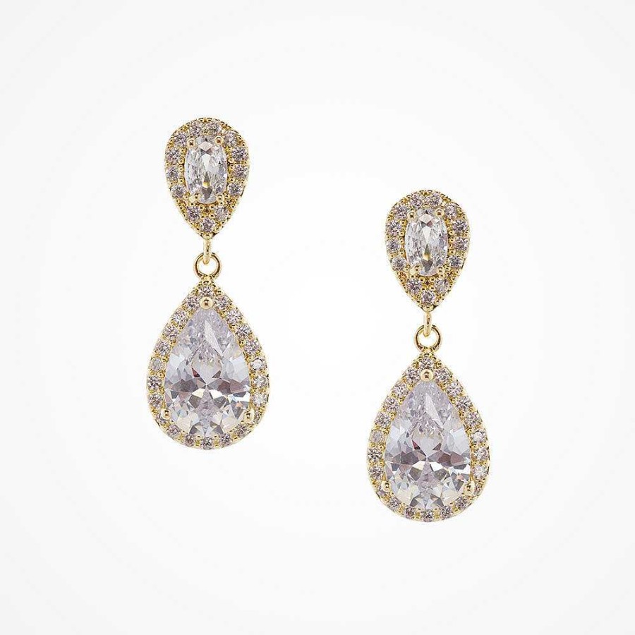 Wedding Jewellerywedding Jewellery Liberty in Love | Alma Cz Teardrop Earrings (Gold)