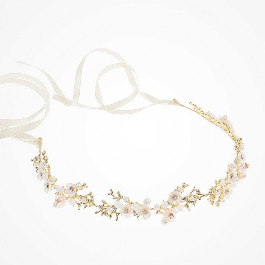 Wedding Hair Accessorieswedding Hair Accessories Aria | Blysse Blush Blossoms Hair Vine (Gold)