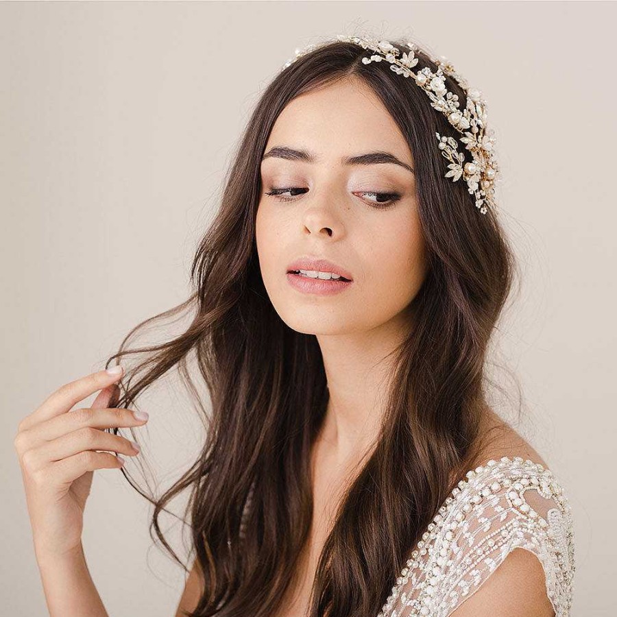 Wedding Hair Accessorieswedding Hair Accessories Aria | Ibiza Crystallised Gold Floral Headpiece