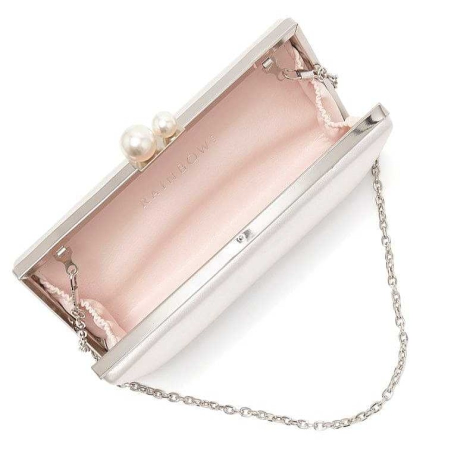 Bags Rainbow Club | Beau Pearl Clasp Satin Bridal Clutch Bag