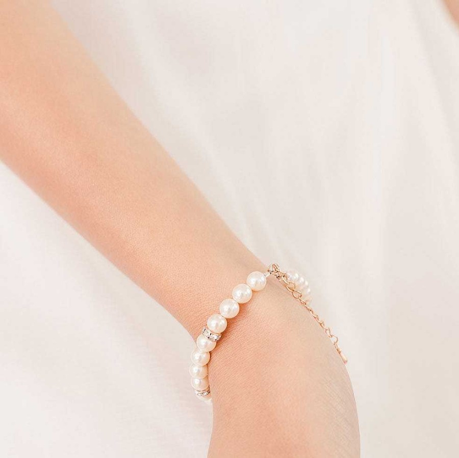 Wedding Jewellerywedding Jewellery Chez Bec | Crystal Elegance Pearl Bracelet (Rose Gold)