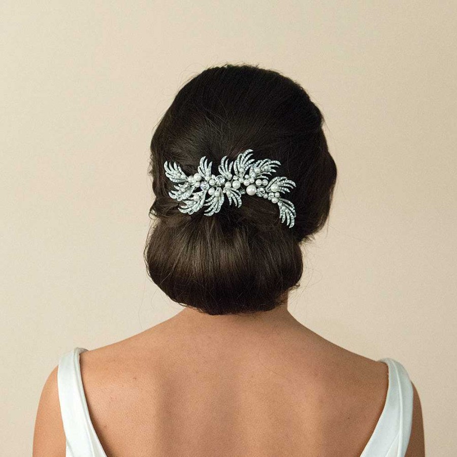 Wedding Hair Accessorieswedding Hair Accessories Ivory & Co | Brooke Crystal Leaves And Pearl Blossoms Hair Comb