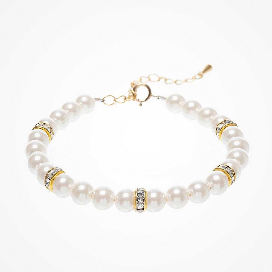 Wedding Jewellerywedding Jewellery Chez Bec | Crystal Elegance Pearl Bracelet (Gold)