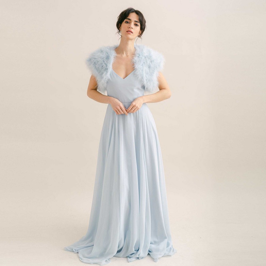 Veils, Cover-Ups And Beltsveils, Cover-Ups And Belts JL at Liberty in Love | Powder Blue Feather Bridal Bolero