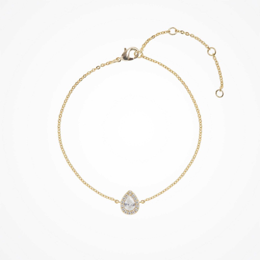 Wedding Jewellerywedding Jewellery Aria | Infinite Minimal Pear Zirconia Chain Bracelet (Gold)