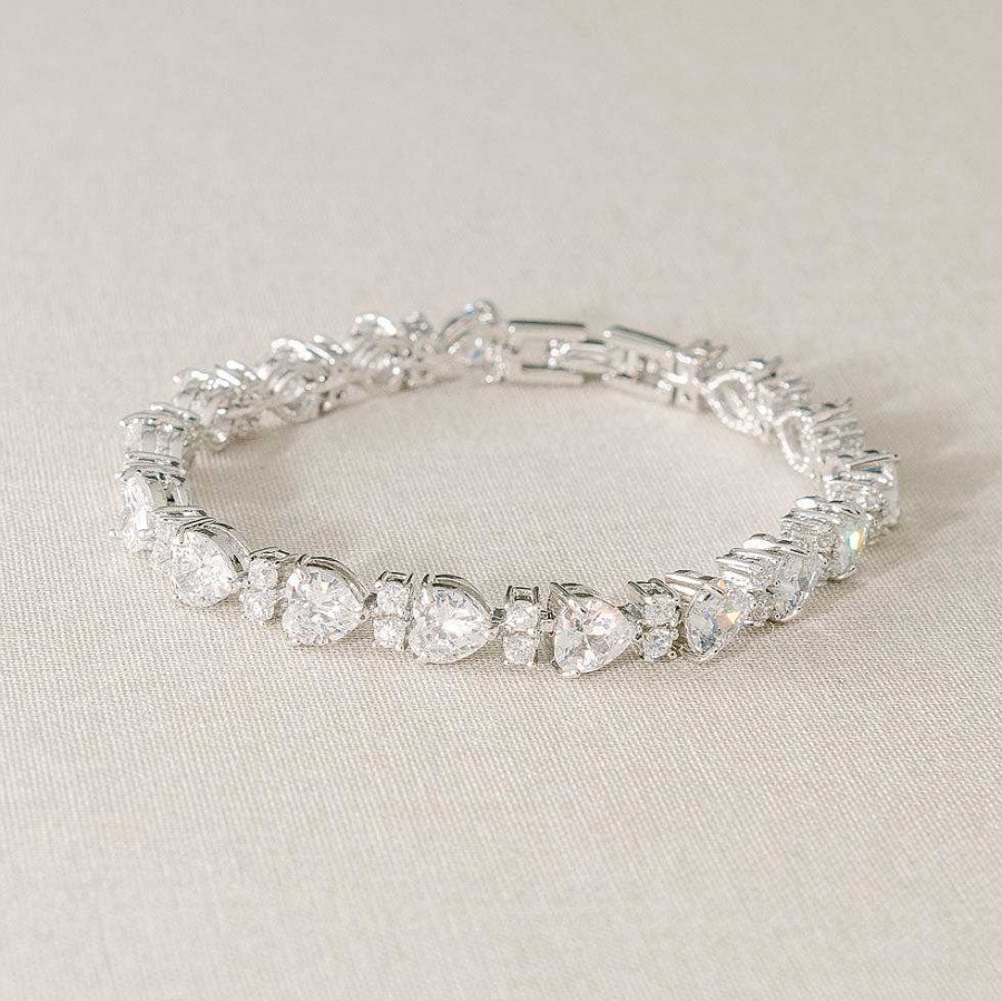 Wedding Jewellerywedding Jewellery Aria | Amalfi Crystal Hearts Floral Bracelet