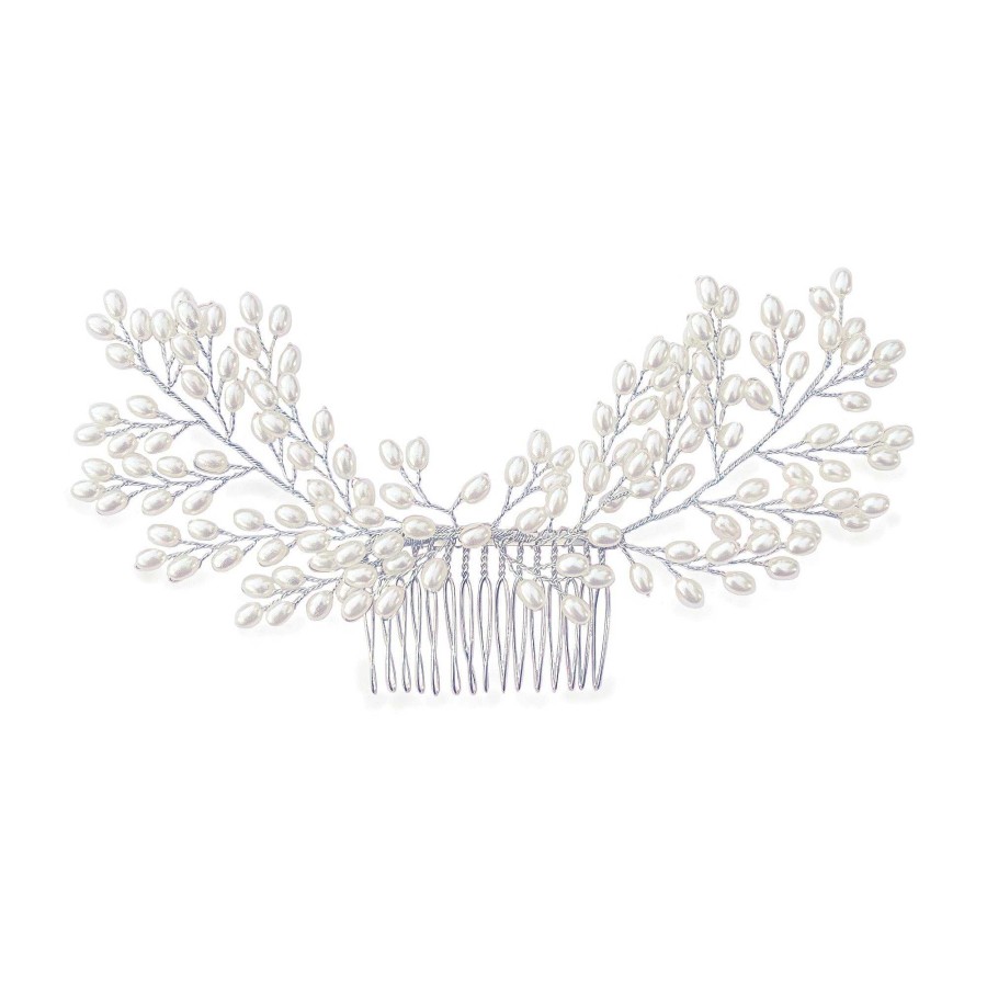 Wedding Hair Accessorieswedding Hair Accessories Ivory & Co | Pearl Cascade Spray Comb (Silver)