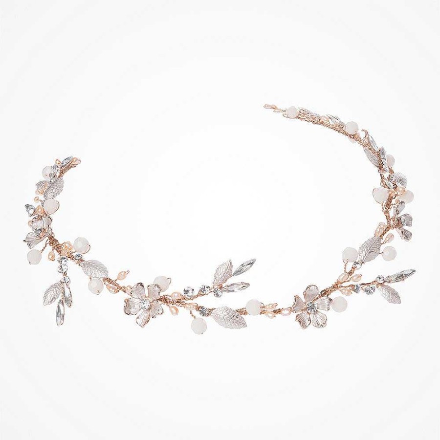 Wedding Hair Accessorieswedding Hair Accessories Ivory & Co | Titania Rose Gold Blush Crystal Floral Hair Vine