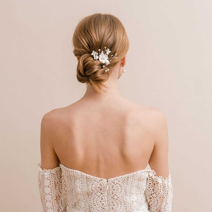 Wedding Hair Accessorieswedding Hair Accessories Arianna Bespoke | Stellar Porcelain Floral Mini Comb