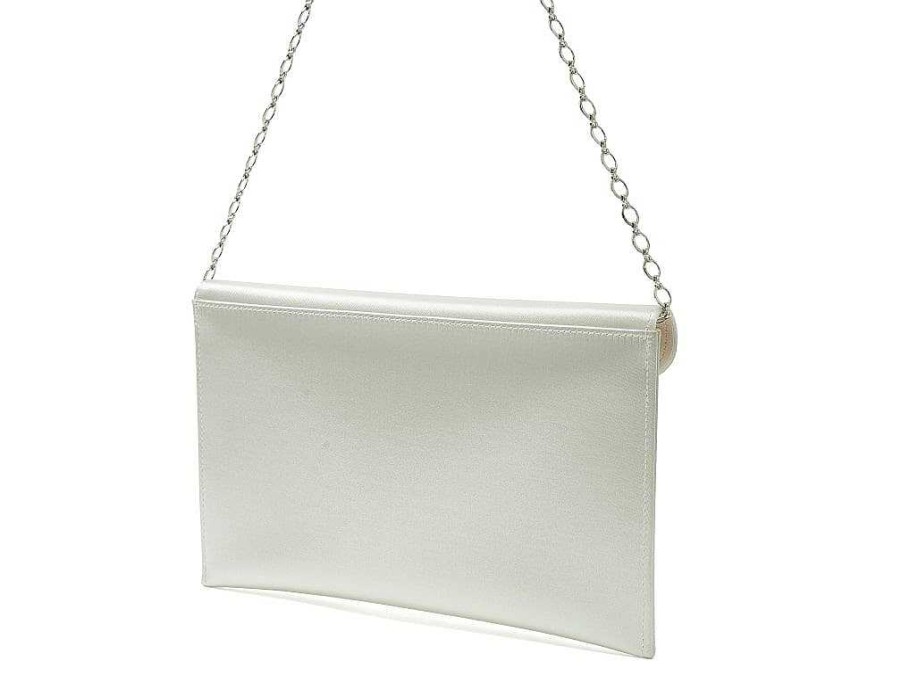 Bags Rainbow Club | Hattie Ivory Satin Envelope Bridal Clutch Bag