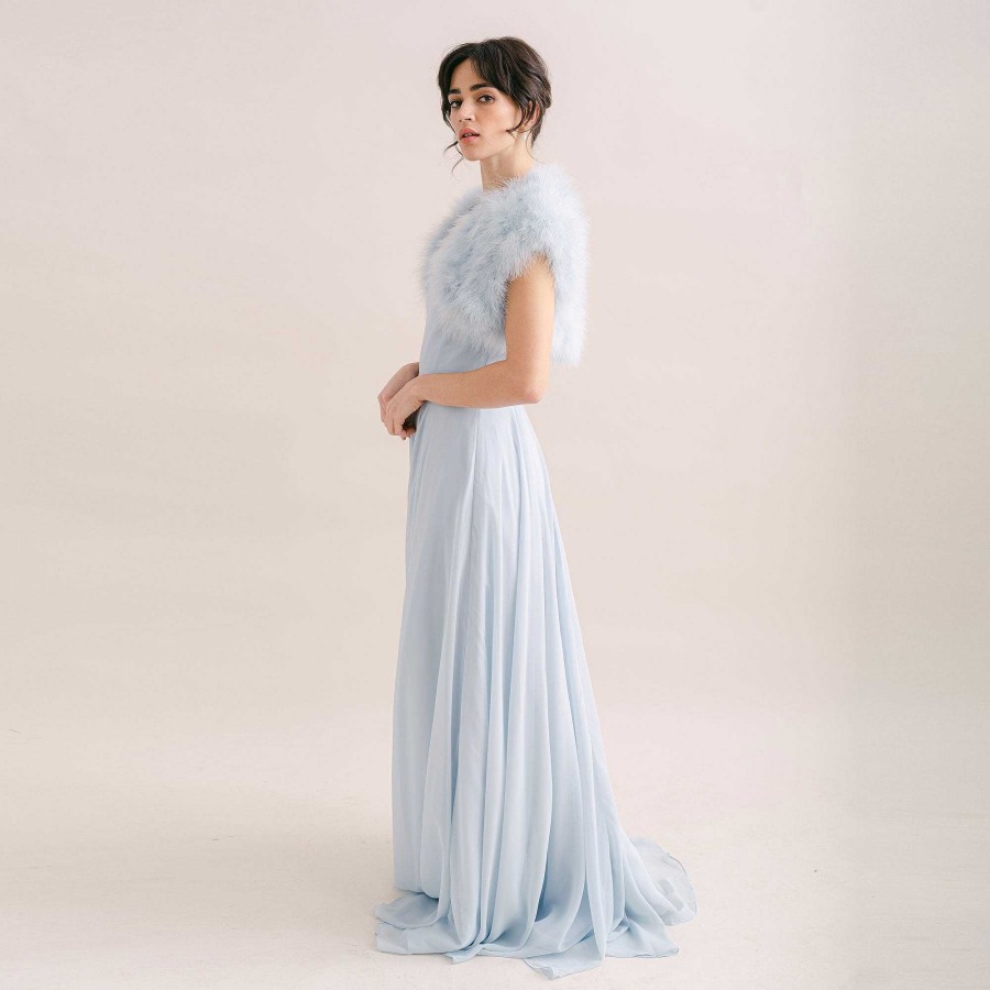 Veils, Cover-Ups And Beltsveils, Cover-Ups And Belts JL at Liberty in Love | Powder Blue Feather Bridal Bolero