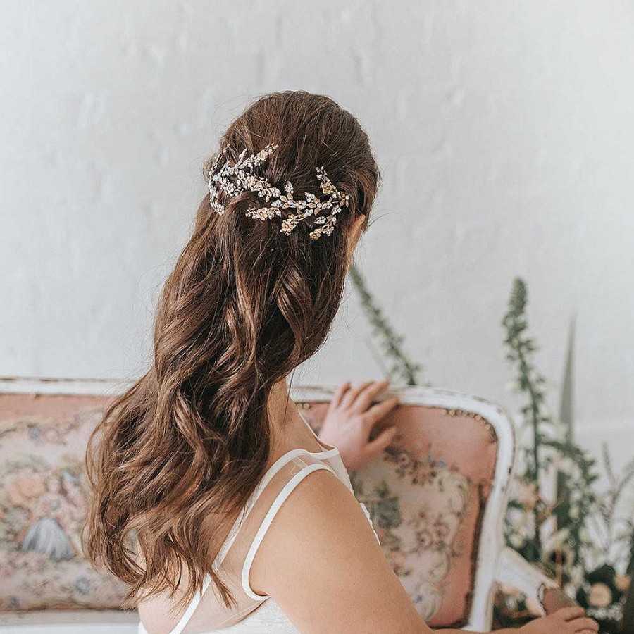 Wedding Hair Accessorieswedding Hair Accessories Halo and Co | Rose Garden Crystal And Pearl Antique Gold Headpiece