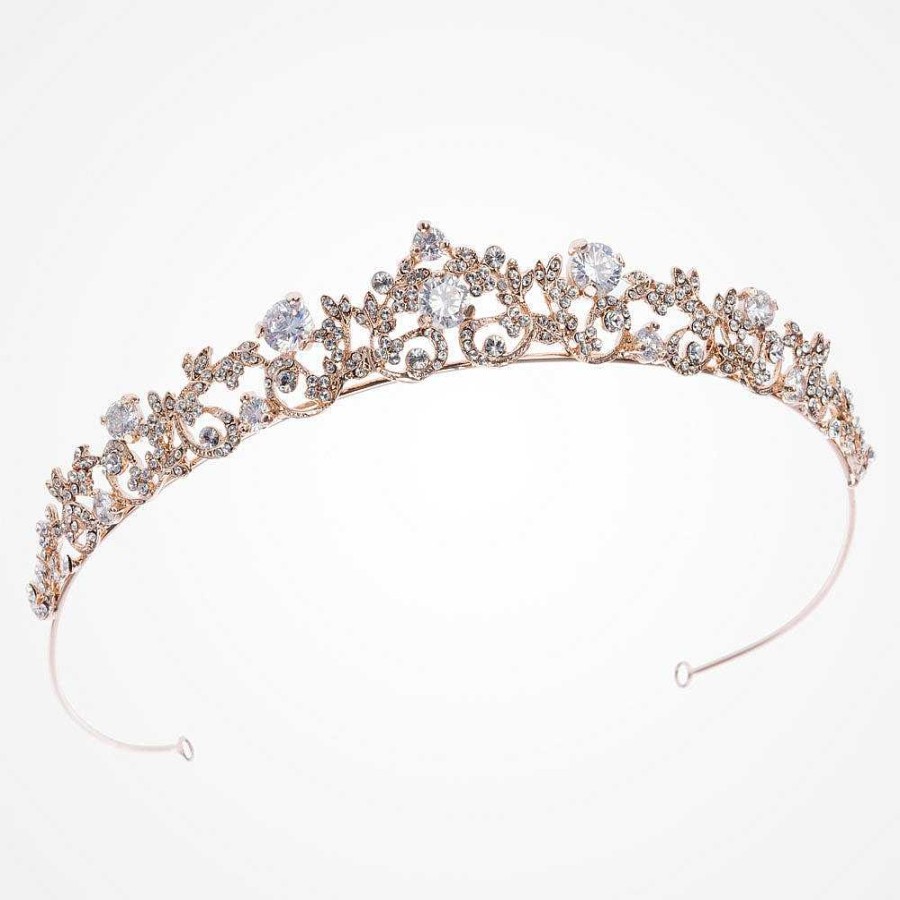 Wedding Hair Accessorieswedding Hair Accessories Ivory & Co | Aura Rose Gold Crystal Embellished Tiara