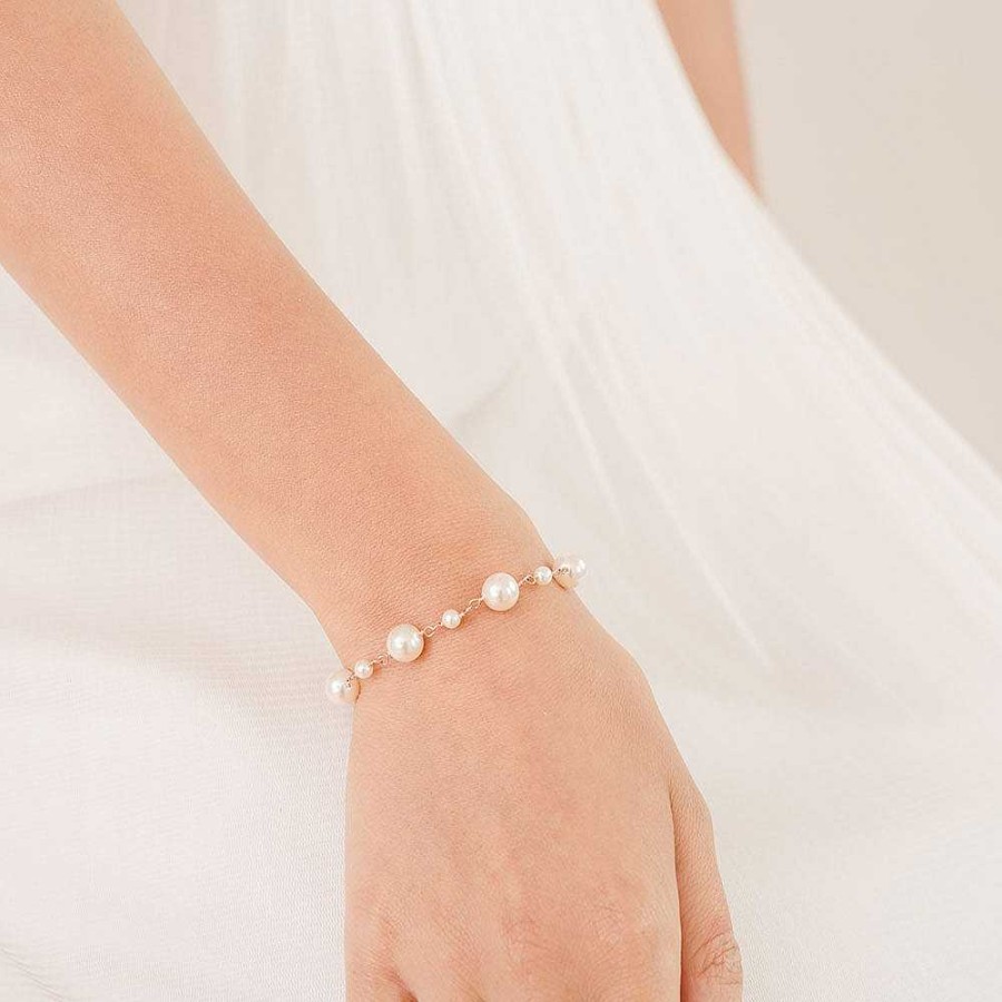 Wedding Jewellerywedding Jewellery Chez Bec | Simplicity Pearl Bracelet (Rose Gold)