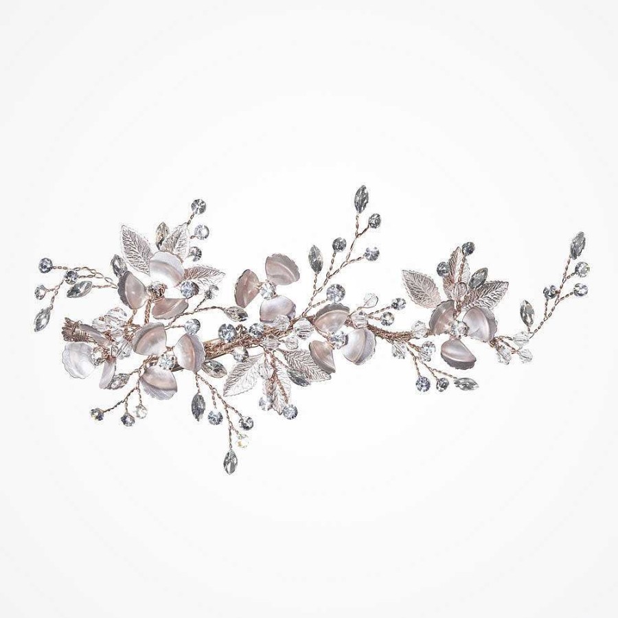 Wedding Hair Accessorieswedding Hair Accessories Ivory & Co | Siren Rose Gold Enamelled Blossoms Hair Clip