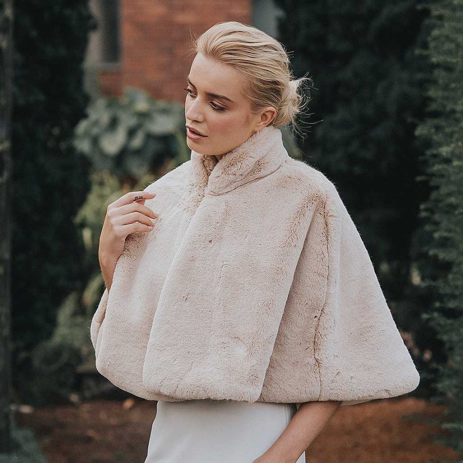 Veils, Cover-Ups And Beltsveils, Cover-Ups And Belts Aria | Almond Faux Fur Cape