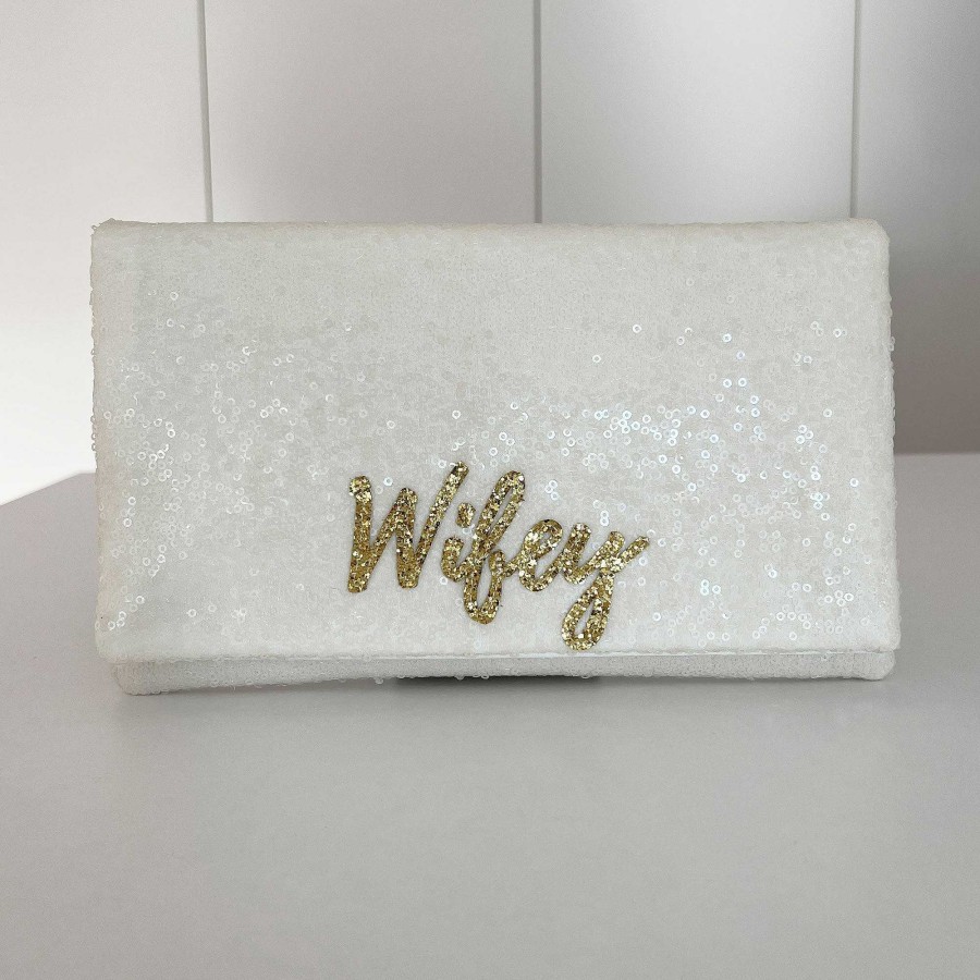 Bags Emma Gordon London | Wifey' Ivory Sequin Clutch