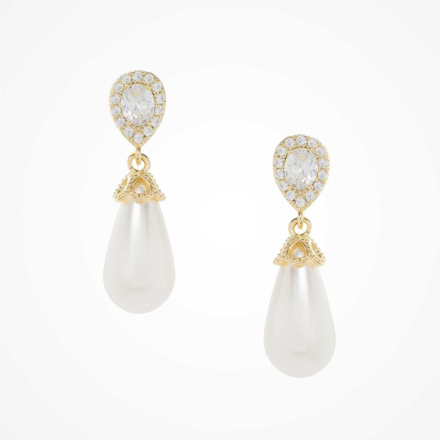 Wedding Jewellerywedding Jewellery Aria | Noemi I Teardrop Pearl Earrings (Gold)