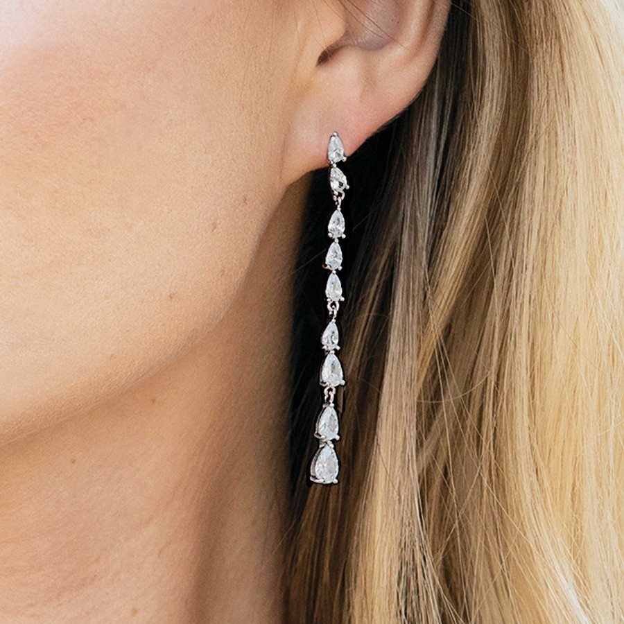 Wedding Jewellerywedding Jewellery Ivory & Co | Paris Long Drop Crystal Earrings (Silver)