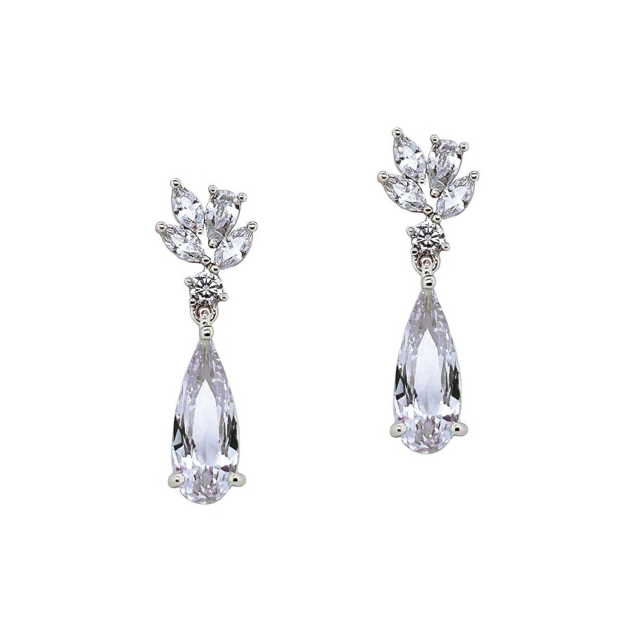 Wedding Jewellerywedding Jewellery Ivory & Co | Harrogate Crystal Teardrop Earrings (Silver)