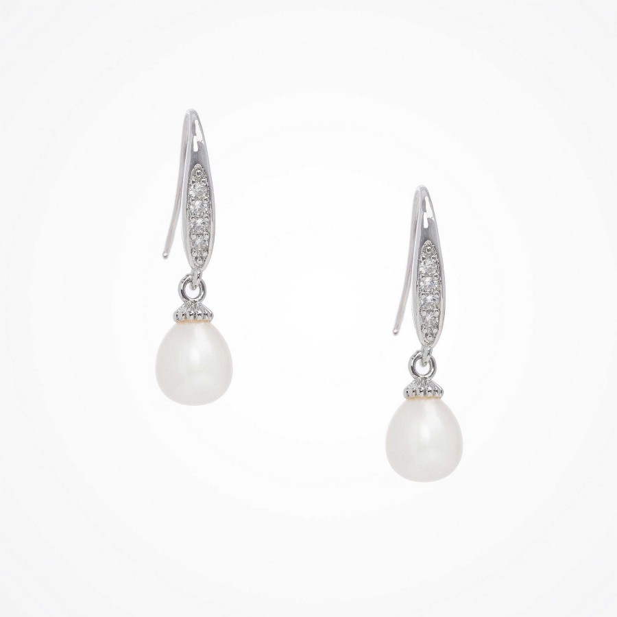 Wedding Jewellerywedding Jewellery Aria | Freshwater Pearl Hook Earrings (Silver)