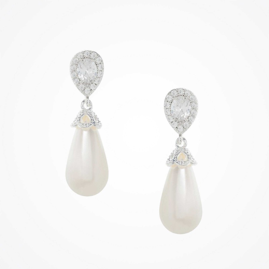 Wedding Jewellerywedding Jewellery Aria | Noemi I Teardrop Pearl Earrings (Silver)