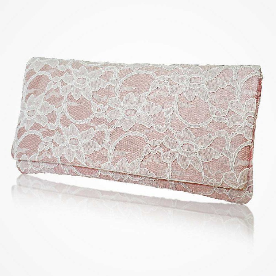 Bags Emma Gordon London | Astrid Blush And Ivory Lace Clutch