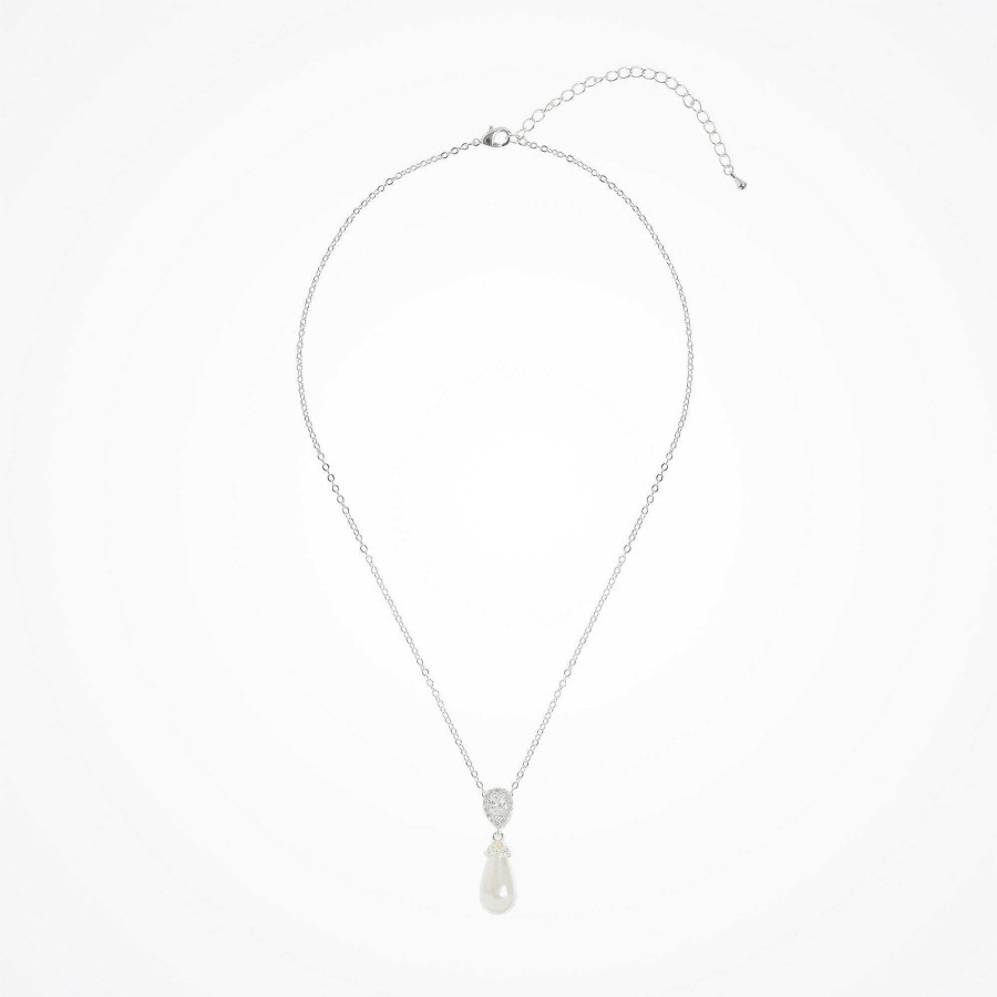 Wedding Jewellerywedding Jewellery Aria | Noemi I Teardrop Pearl Necklace (Silver)