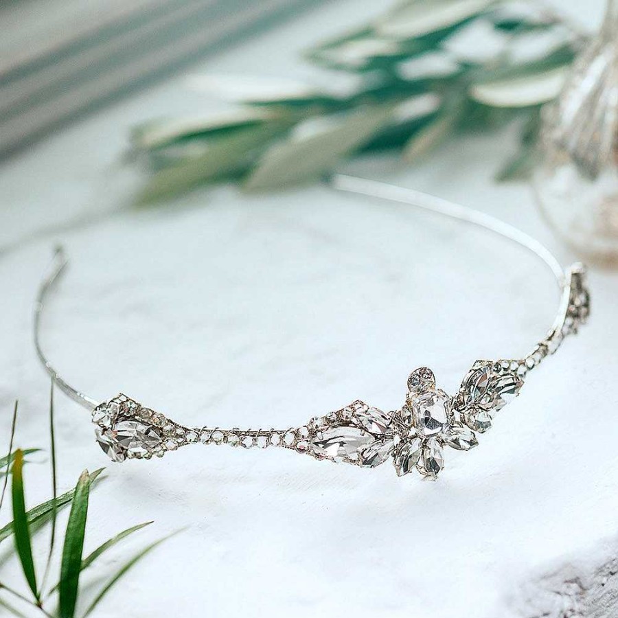 Wedding Hair Accessorieswedding Hair Accessories Halo and Co | Anna Silvered Crystal Headpiece