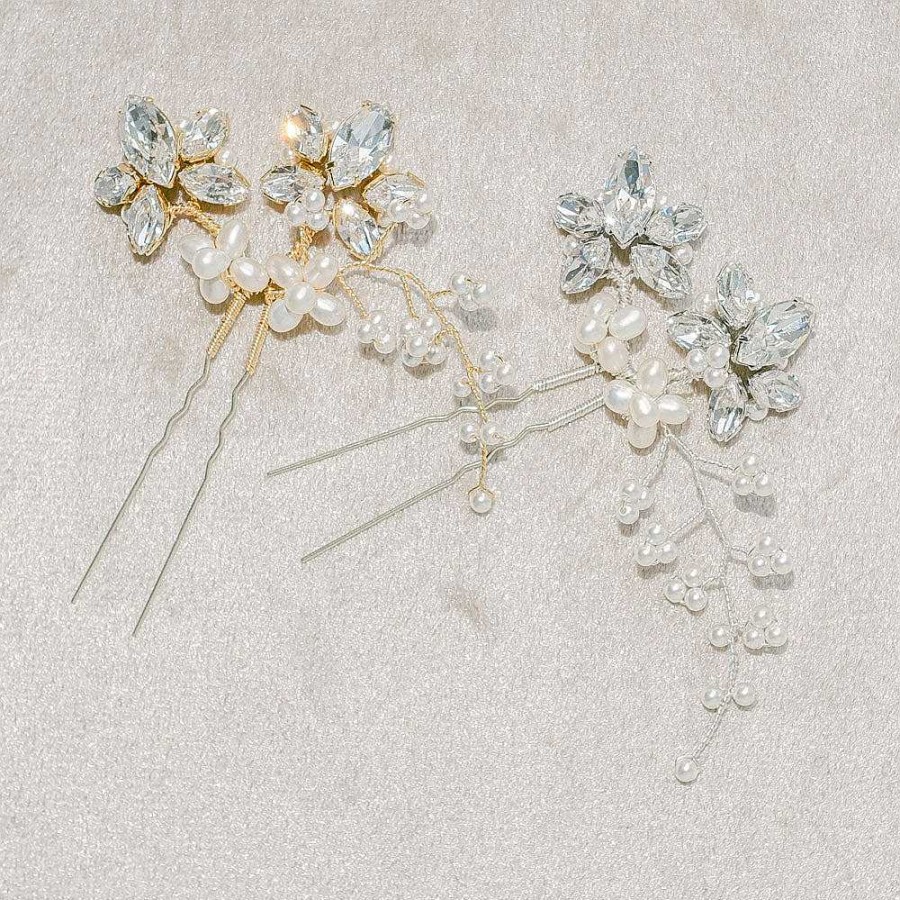 Wedding Hair Accessorieswedding Hair Accessories Victoria Fergusson | Fern Crystal And Pearl Floral Silver Hair Pin