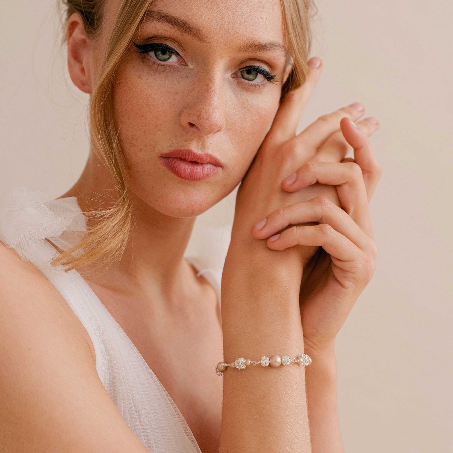 Wedding Jewellerywedding Jewellery Chez Bec | Abigail Dusky Pink Pearl And Diamante Bracelet