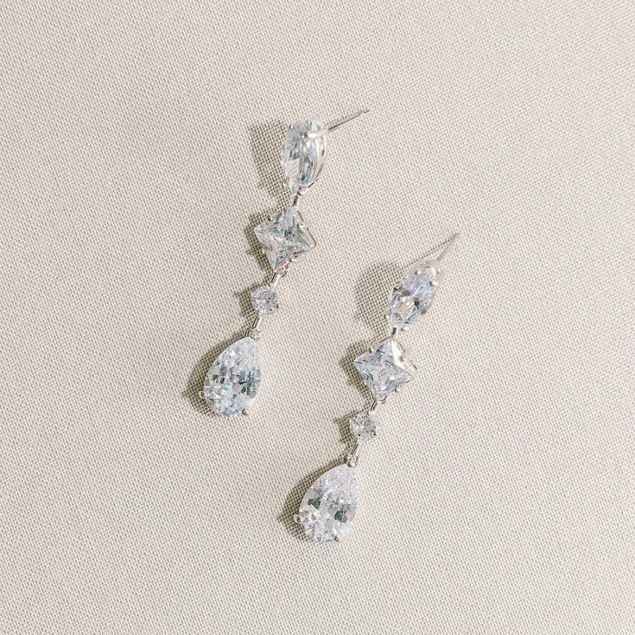 Wedding Jewellerywedding Jewellery Aria | Cooper Crystal Linear Drop Earrings