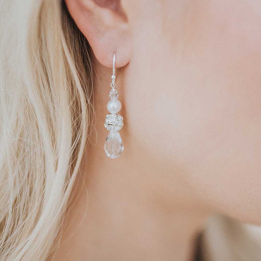 Wedding Jewellerywedding Jewellery Chez Bec | Sylvia Pearl And Crystal Drop Earrings