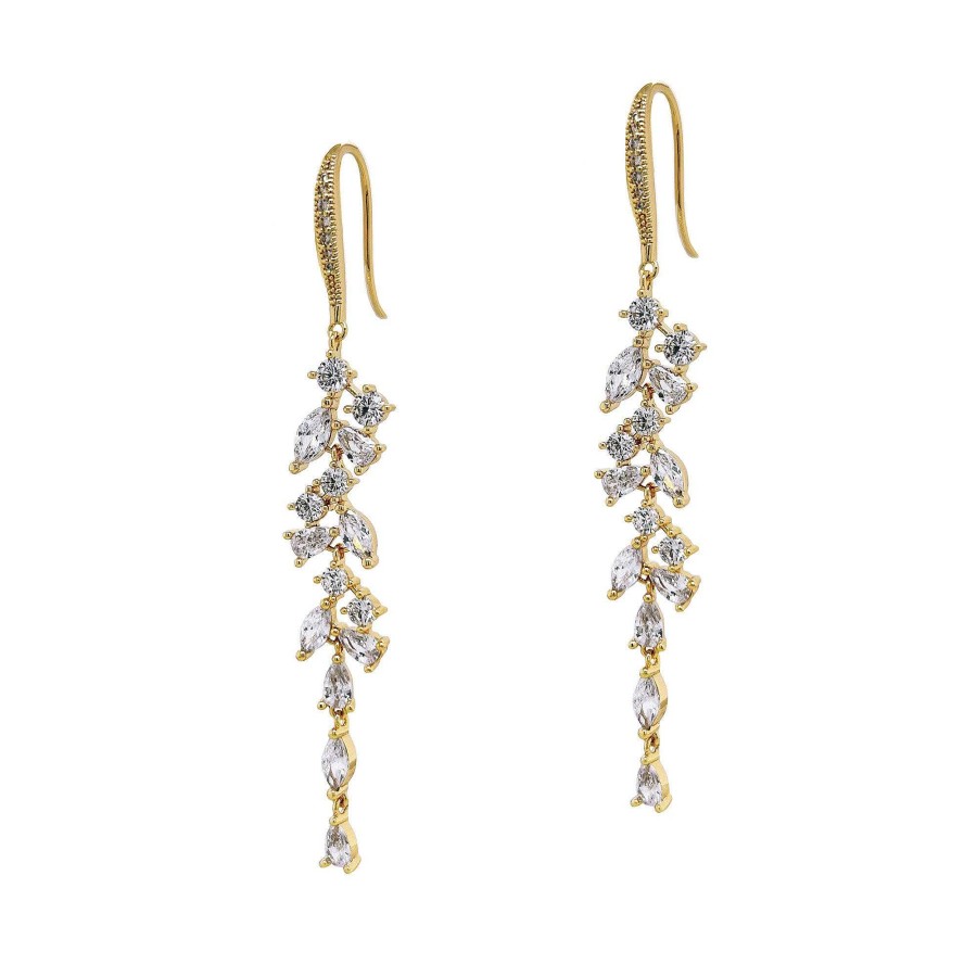 Wedding Jewellerywedding Jewellery Ivory & Co | Sandringham Statement Crystal Cluster Drop Earrings (Gold)