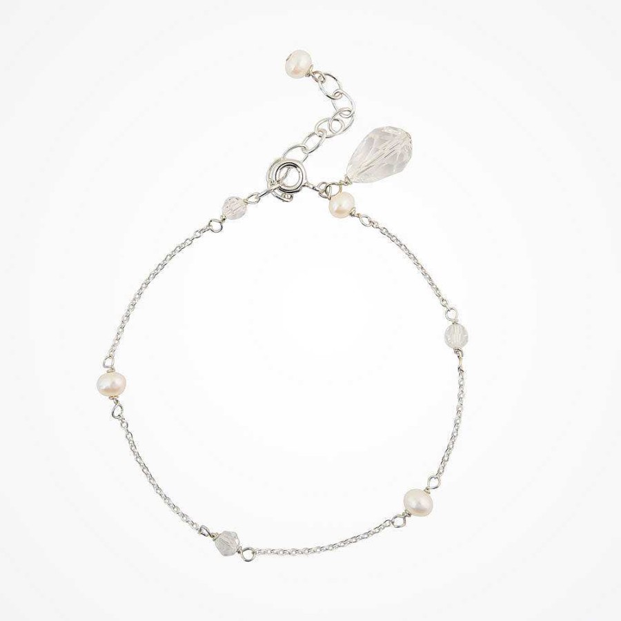 Wedding Jewellerywedding Jewellery Chez Bec | Pandora Crystal And Pearl Bracelet (Silver)