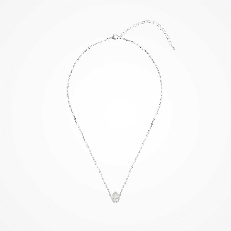 Wedding Jewellerywedding Jewellery Aria | Infinite Minimal Pear Zirconia Chain Necklace (Silver)