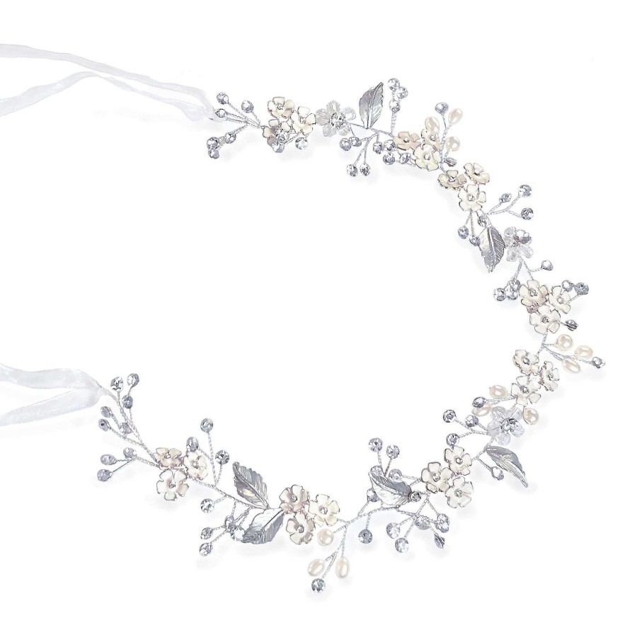 Wedding Hair Accessorieswedding Hair Accessories Ivory & Co | Passion Crystal And Pearl Enamelled Hair Vine (Silver)